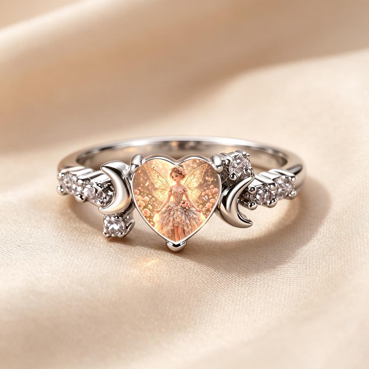 Women's Vintage Magic Fairy Wings Heart Ring